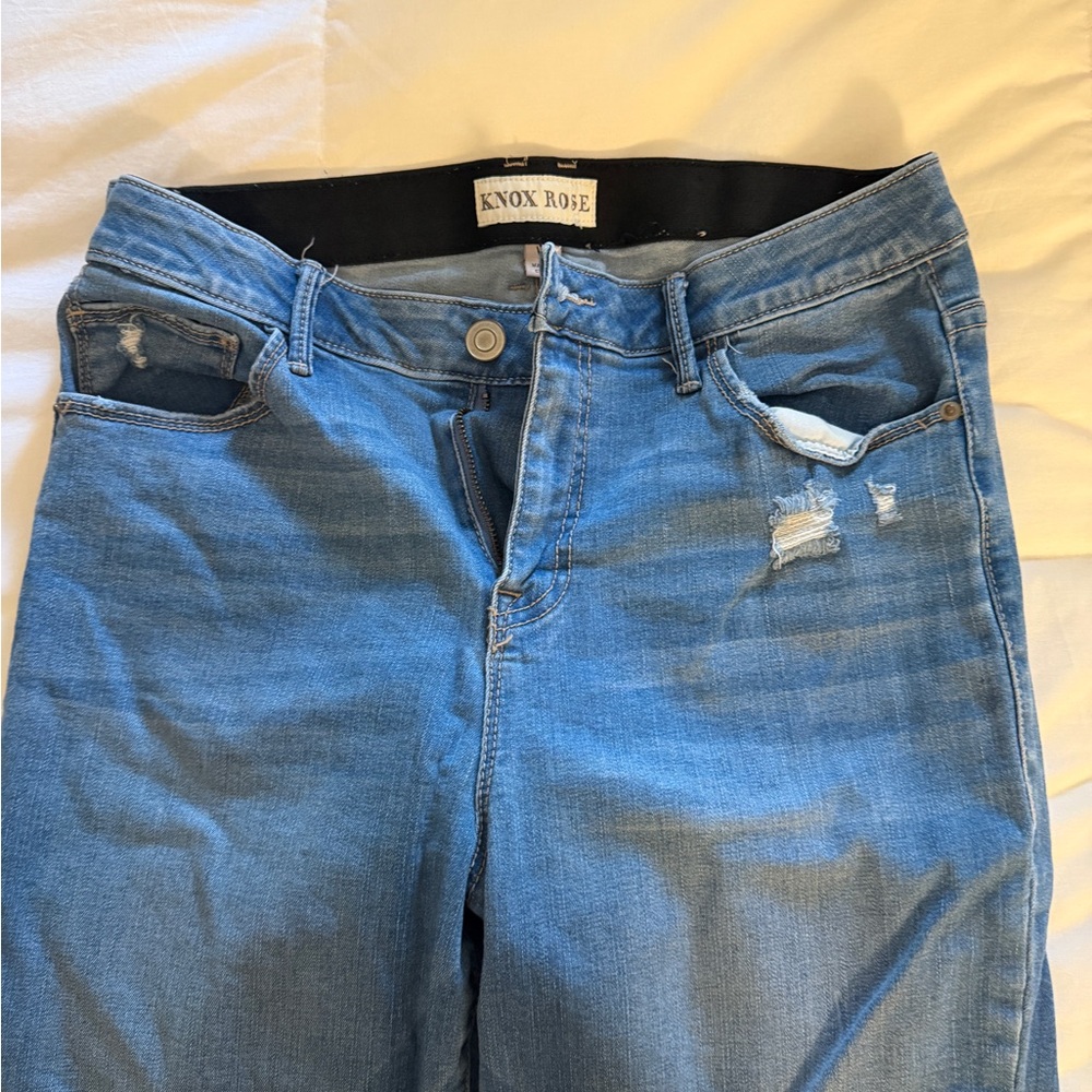 Knox Rose Light Blue Distressed Denim